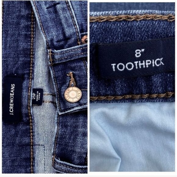 J.Crew Toothpick Skinny Fray Hem Blue Jeans size 25 - Picture 10 of 12